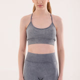 Stonewash Racerback Sports Bra - Steel