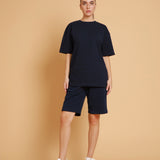 Embossed Logo Oversized Tee - Midnight